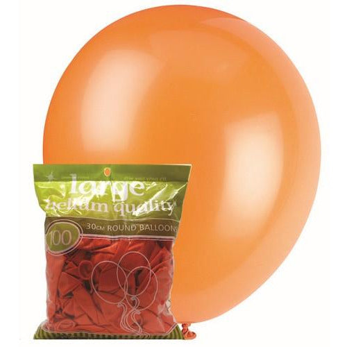 Orange - 100 x 30cm (12) Metallic Balloons