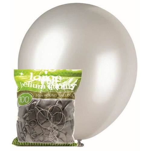 Silver - 100 x 30cm (12) Metallic Balloons