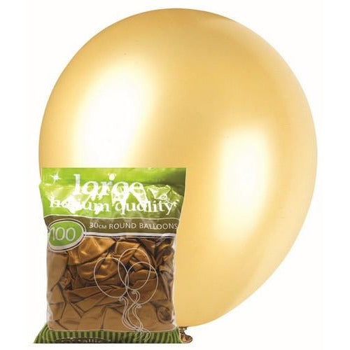Gold - 100 x 30cm (12) Metallic Balloons