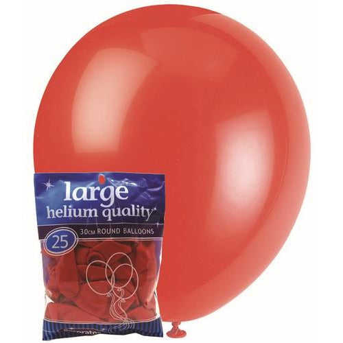 Bright Red - 25 x 30cm (12) Decorator Balloons