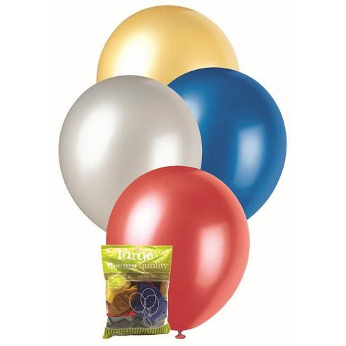 Assorted - 25 x 30cm (12) Metallic Balloons