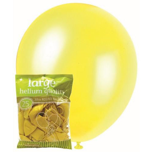 Yellow - 25 x 30cm (12) Metallic Balloons