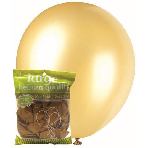 Gold - 25 x 30cm (12) Metallic Balloons
