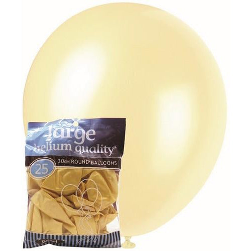 Cream - 25 x 30cm (12) Pearl Balloons