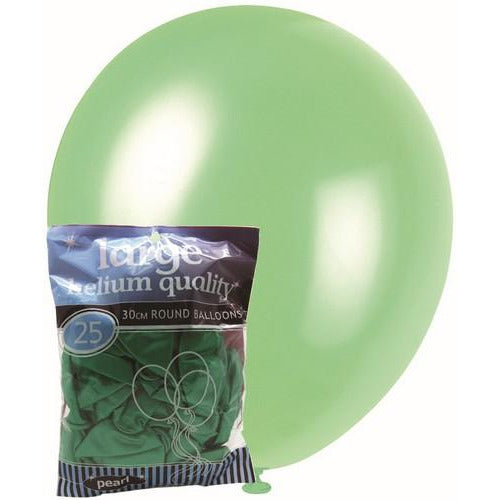 Green - 25 x 30cm (12) Pearl Balloons