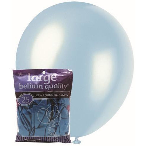 Electric Blue - 25 x 30cm (12) Pearl Balloons