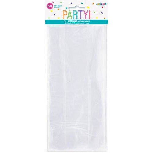 30 Gift Bags With Ties - Medium - Clear 102cm W x 23cm H 4 x 9