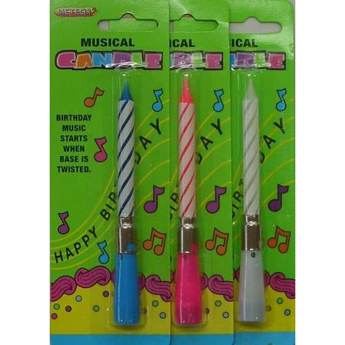 Musical Birthday Candle Twist Assorted Colours 1pce - Dollars and Sense