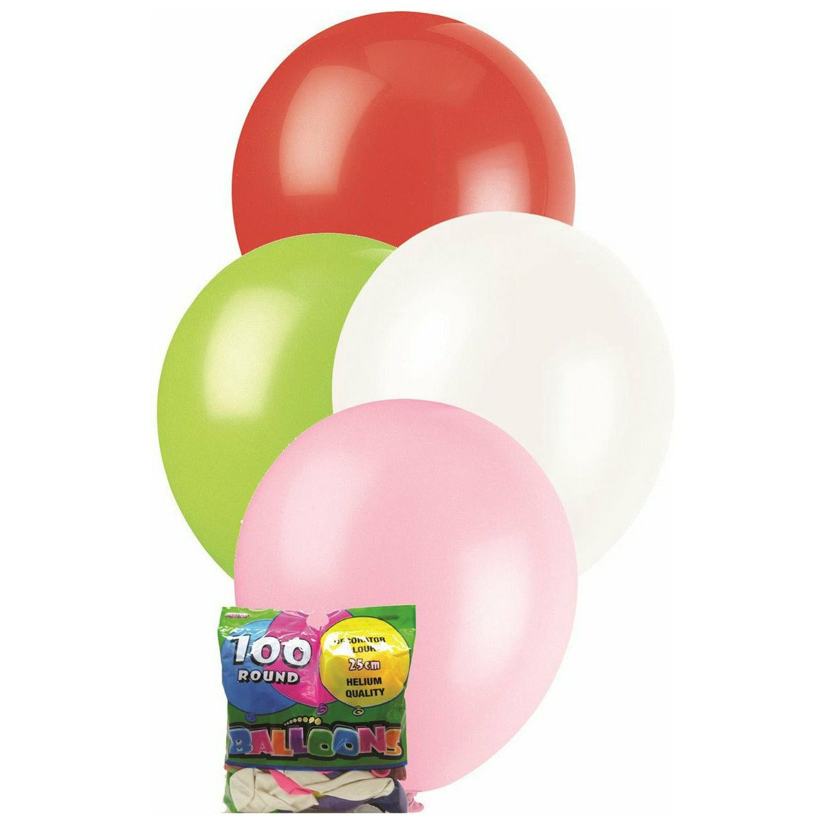 Assorted Colours Decorator Latex Balloons 25cm 100Pk - Dollars and Sense