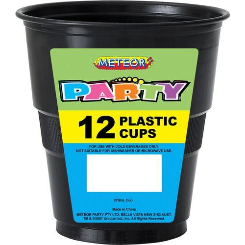 Midnight Black 12 x 270ml Plastic Cups Default Title