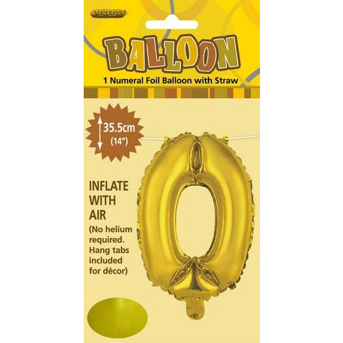 Gold 0 Numeral Foil Balloon 35cm Default Title