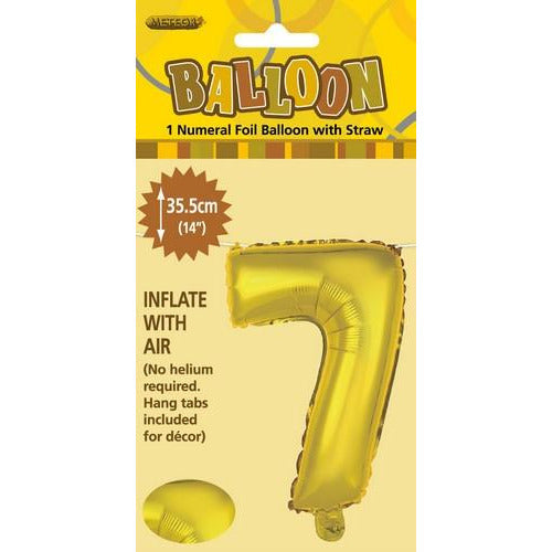 Gold 7 Numeral Foil Balloon 35cm Default Title