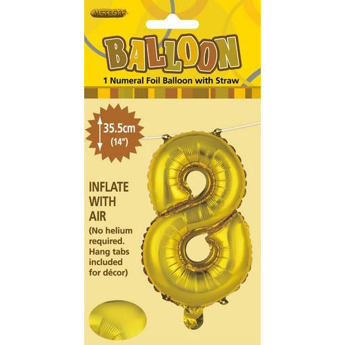 Gold 8 Numeral Foil Balloon 35cm Default Title