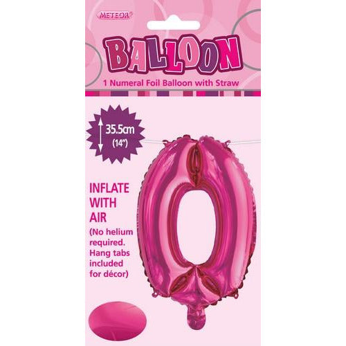 Hot Pink 0 Numeral Foil Balloon 35cm Default Title