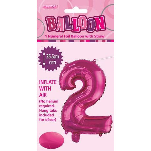 Hot Pink 2 Numeral Foil Balloon 35cm Default Title