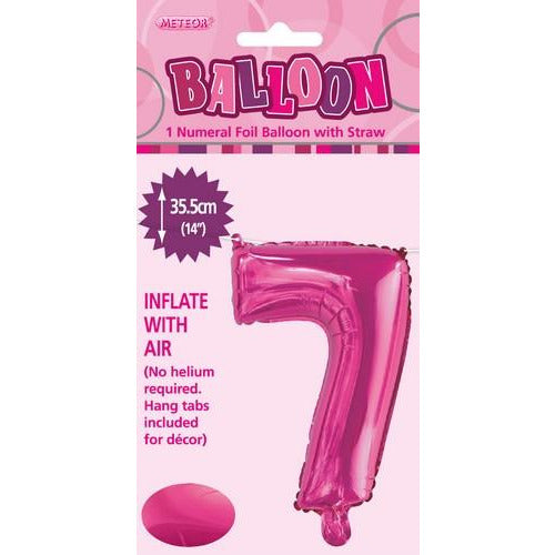 Hot Pink 7 Numeral Foil Balloon 35cm Default Title