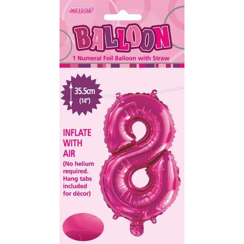 Hot Pink 8 Numeral Foil Balloon 35cm Default Title
