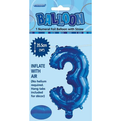 Royal Blue 3 Numeral Foil Balloon 35cm Default Title