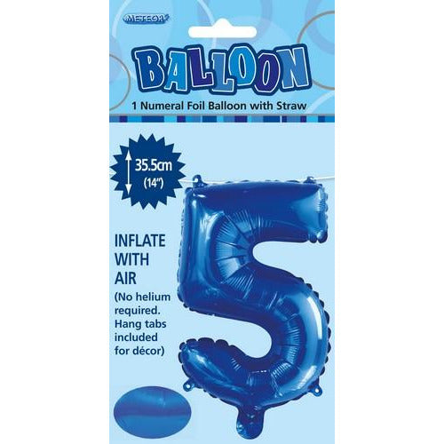 Royal Blue 5 Numeral Foil Balloon 35cm Default Title