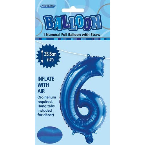 Royal Blue 6 Numeral Foil Balloon 35cm Default Title