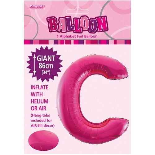 Hot Pink C Alphabet Foil Balloon 86cm Default Title