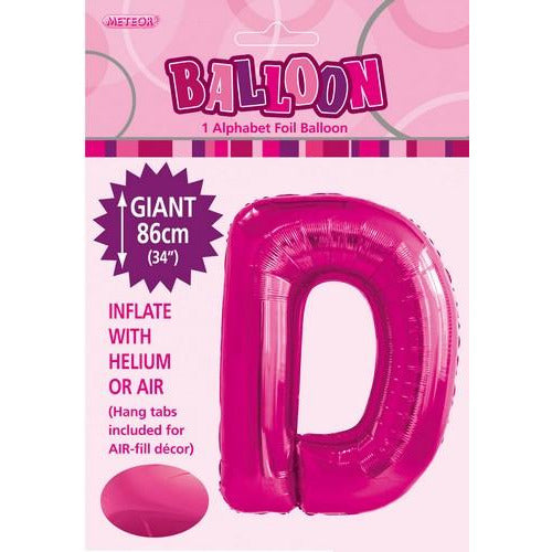 Hot Pink D Alphabet Foil Balloon 86cm Default Title