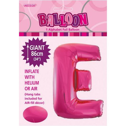 Hot Pink E Alphabet Foil Balloon 86cm Default Title