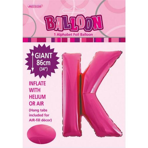 Hot Pink K Alphabet Foil Balloon 86cm Default Title
