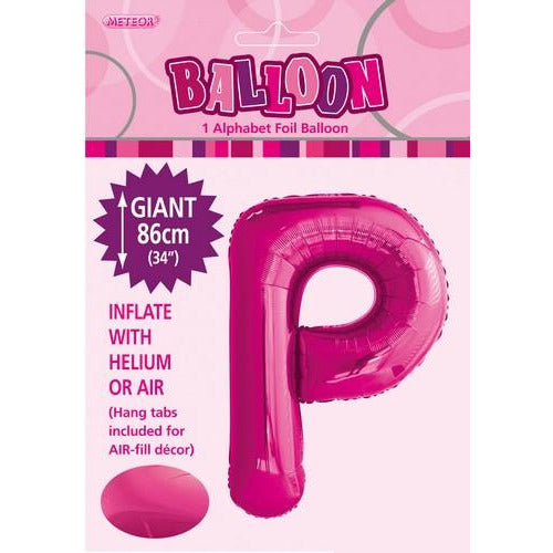Hot Pink P Alphabet Foil Balloon 86cm Default Title