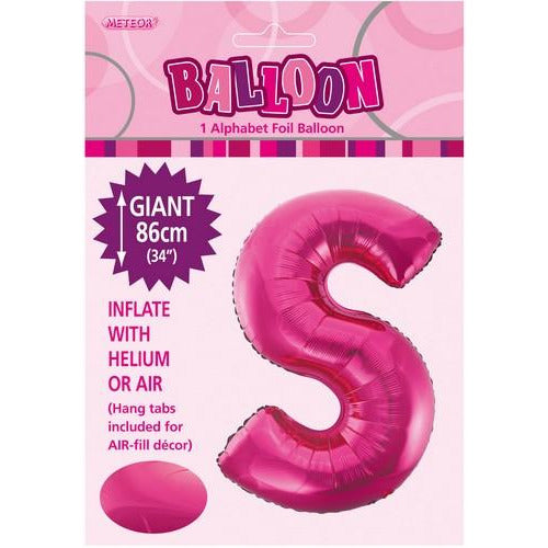 Hot Pink S Alphabet Foil Balloon 86cm Default Title