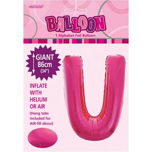 Hot Pink U Alphabet Foil Balloon 86cm Default Title