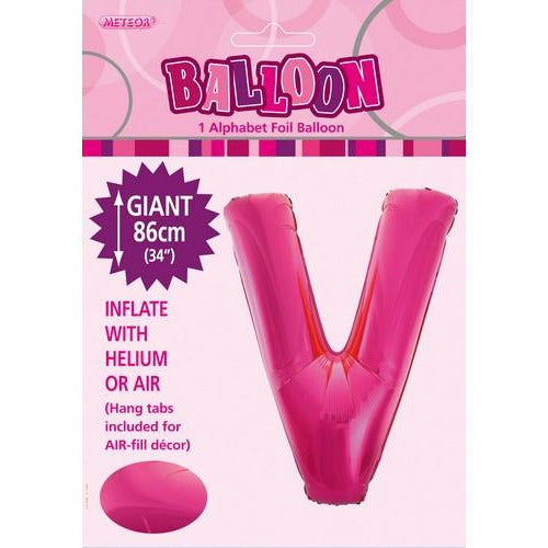 Hot Pink V Alphabet Foil Balloon 86cm Default Title