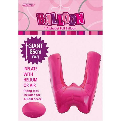 Hot Pink W Alphabet Foil Balloon 86cm Default Title