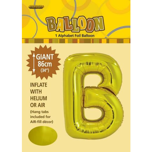 Gold B Alphabet Foil Balloon 86cm Default Title