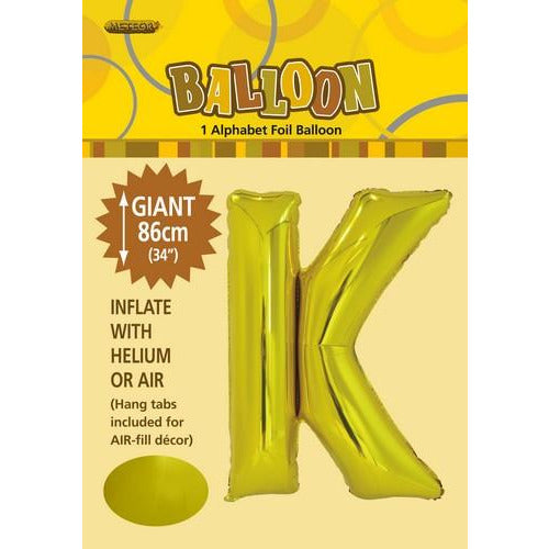 Gold K Alphabet Foil Balloon 86cm Default Title