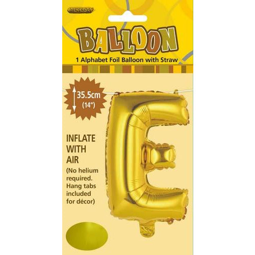 Gold E Alphabet Foil Balloon 35cm Default Title