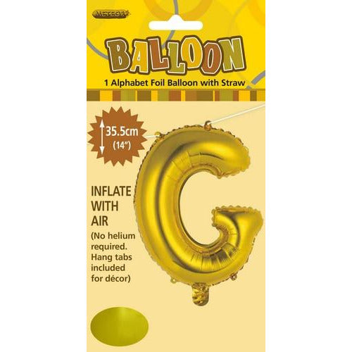 Gold G Alphabet Foil Balloon 35cm Default Title