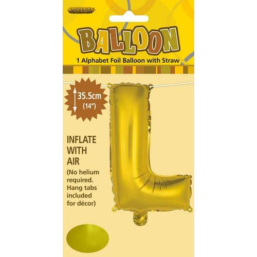 Gold L Alphabet Foil Balloon 35cm Default Title