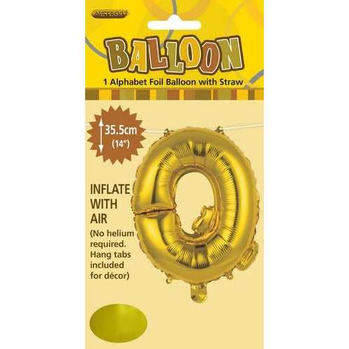 Gold Q Alphabet Foil Balloon 35cm Default Title