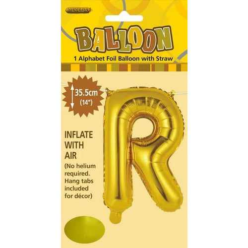 Gold R Alphabet Foil Balloon 35cm Default Title