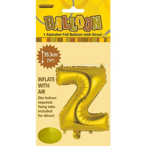 Gold Z Alphabet Foil Balloon 35cm Default Title