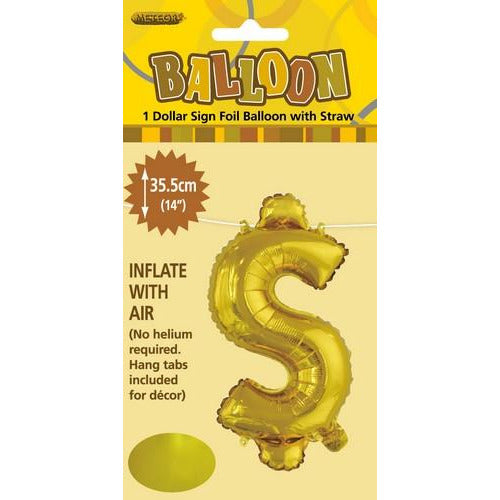 Gold $ Alphabet Foil Balloon 35cm Default Title