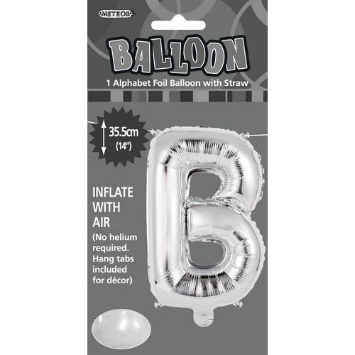 Silver B Alphabet Foil Balloon 35cm Default Title