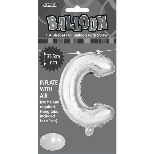 Silver C Alphabet Foil Balloon 35cm Default Title