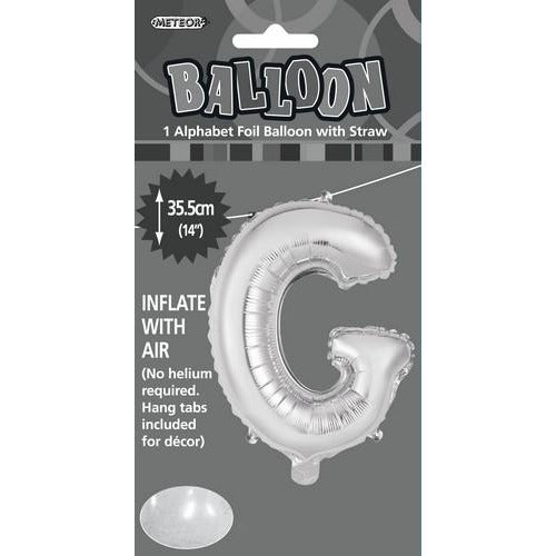 Silver G Alphabet Foil Balloon 35cm Default Title