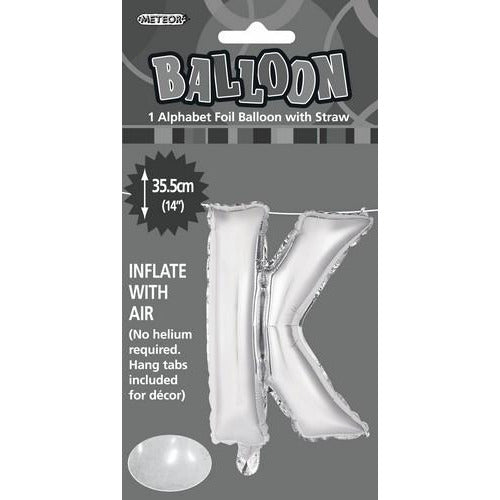 Silver K Alphabet Foil Balloon 35cm Default Title