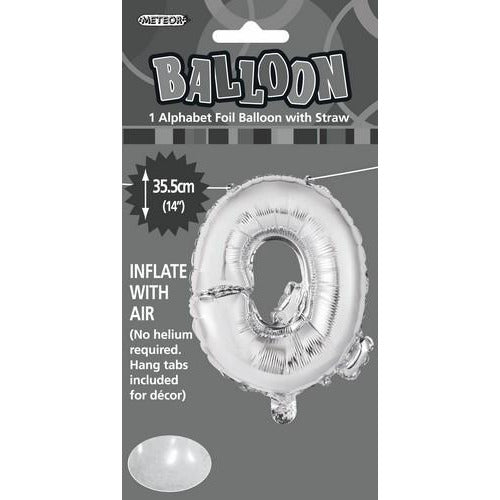 Silver Q Alphabet Foil Balloon 35cm Default Title