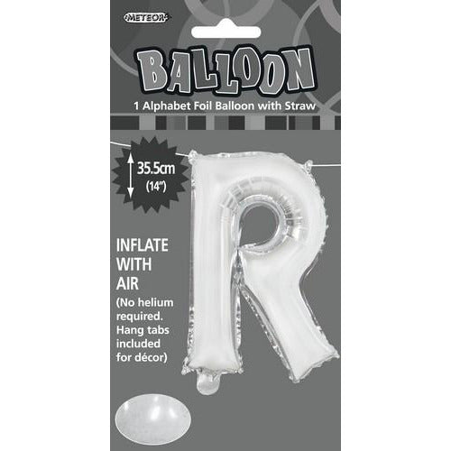 Silver R Alphabet Foil Balloon 35cm Default Title
