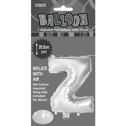 Silver Z Alphabet Foil Balloon 35cm Default Title