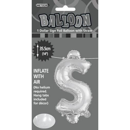Silver $ Alphabet Foil Balloon 35cm Default Title